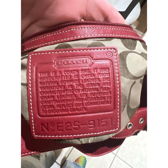 Vintage Coach Legacy XL Bucket Bag #9151 Red Leather Duffle Hobo Purse - Picture 13 of 14